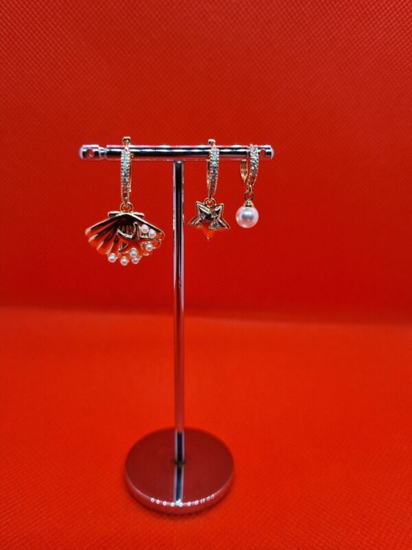 3 lü incili deniz kabuğu set küpe