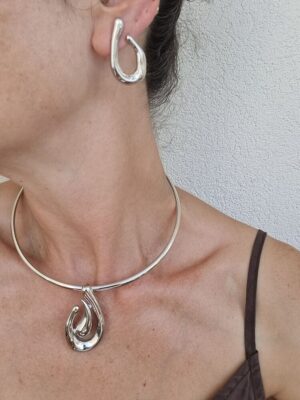 Sarmal uçlu kolye küpe set