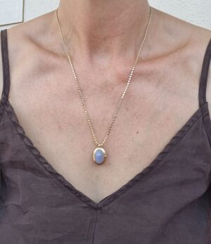 Lila uçlu gold ezme kolye