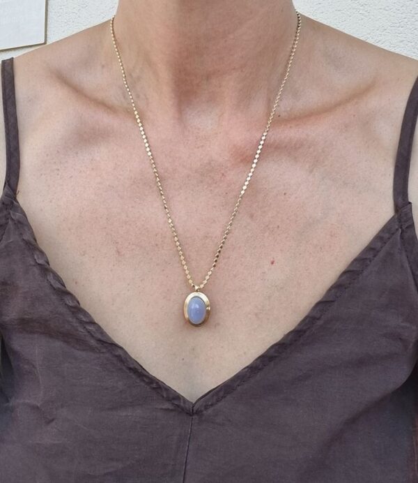 Lila uçlu gold ezme kolye